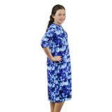 Girls Modest Tznius 3/4 Sleeve UPF 50+ Sun Protection bathing Suit Swimdress  (Batik in Blue Color )