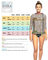 Woman Tznius Rash Guard 3/4 Sleeve Swimsuit Athletic for Swim Tennis Beach Sports UPF 50+ Sun Protection ( Animal Print )